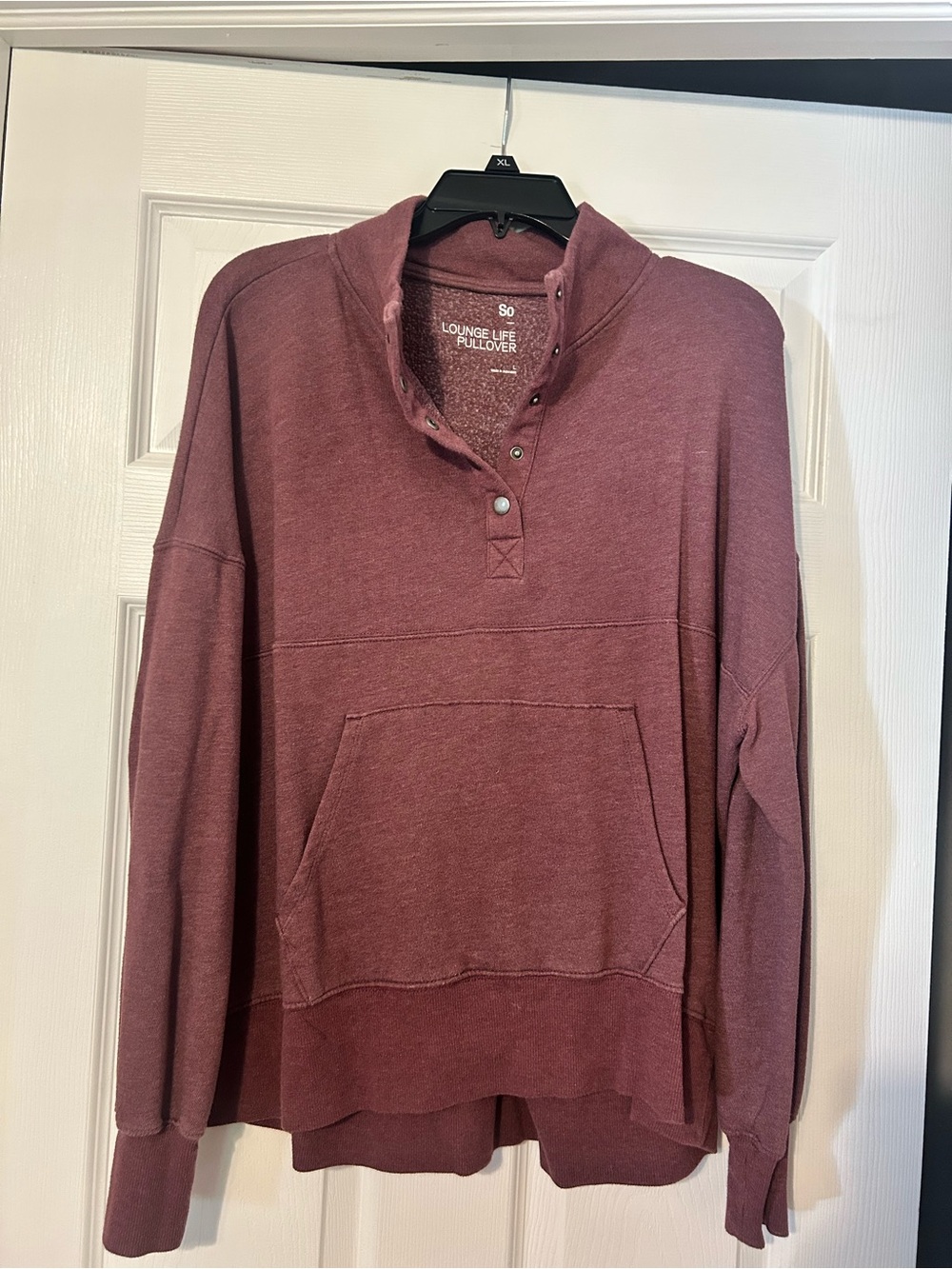 SO Mauve Burgundy Lounge Life Snap-Neck Pullover
